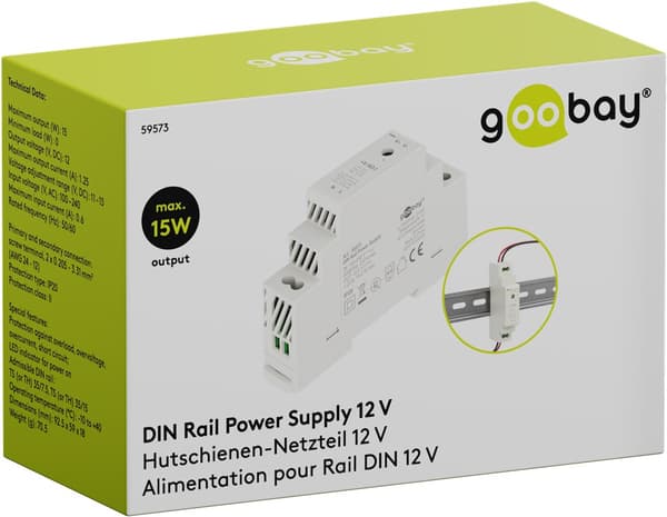 Strömförsörjning för DIN-skena 12 V (DC), 1,25 A, 15 W