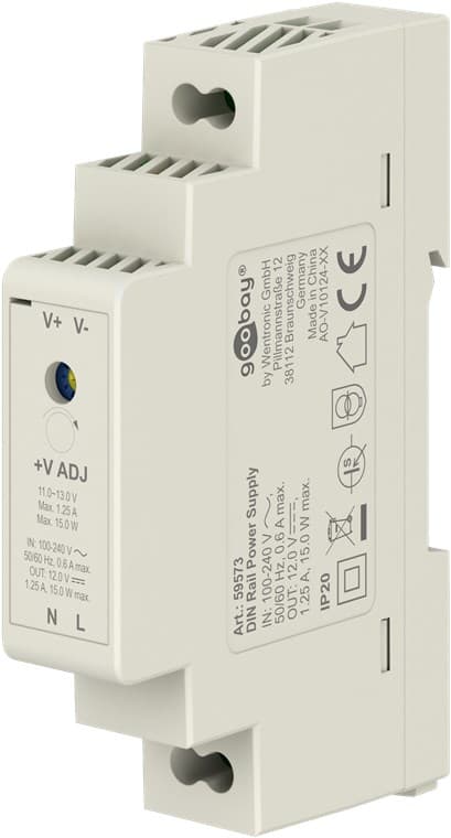 Strömförsörjning för DIN-skena 12 V (DC), 1,25 A, 15 W