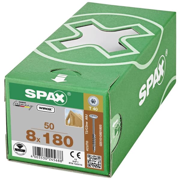 SPAX 251010801605 Träskruv 8 mm 160 mm T-STAR plus Stål WIROX 50 st