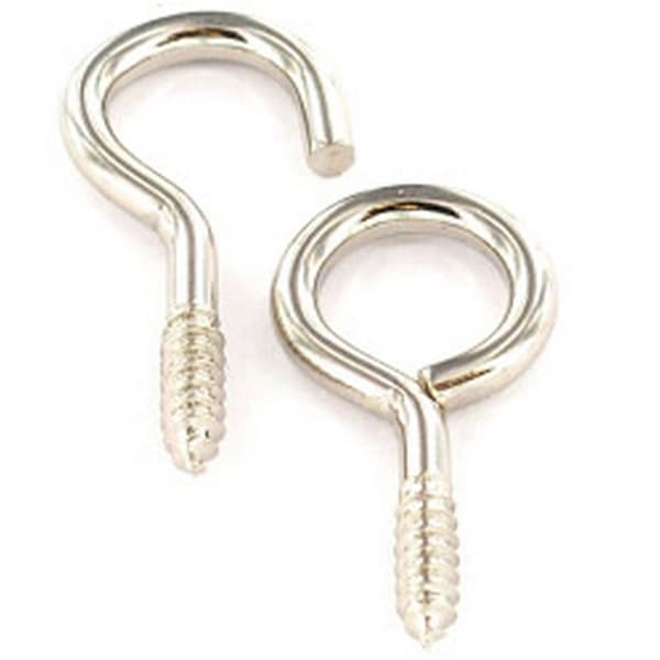 Securit Nickel Plated Curtain Wire Hooks & Eyes (Pack of 12) Silver One Size