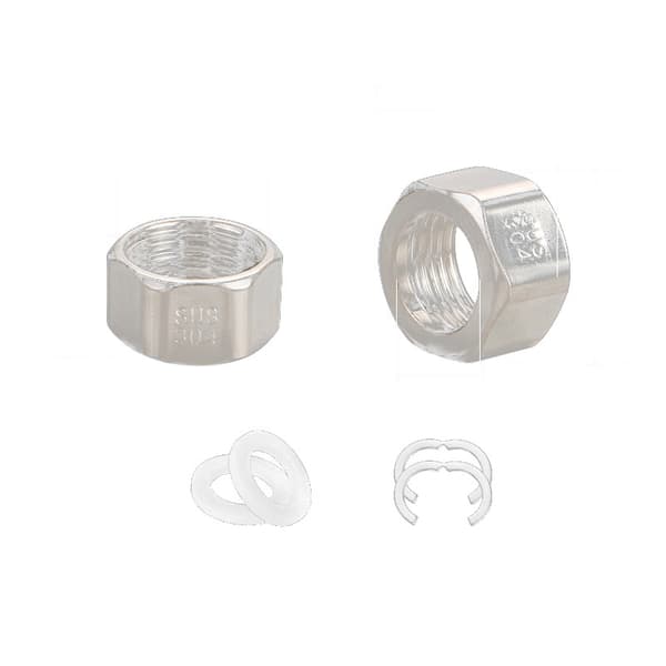 INF 5 sæt 304 rustfrit stål hætter til 16 mm rør med fjederklemme & skive