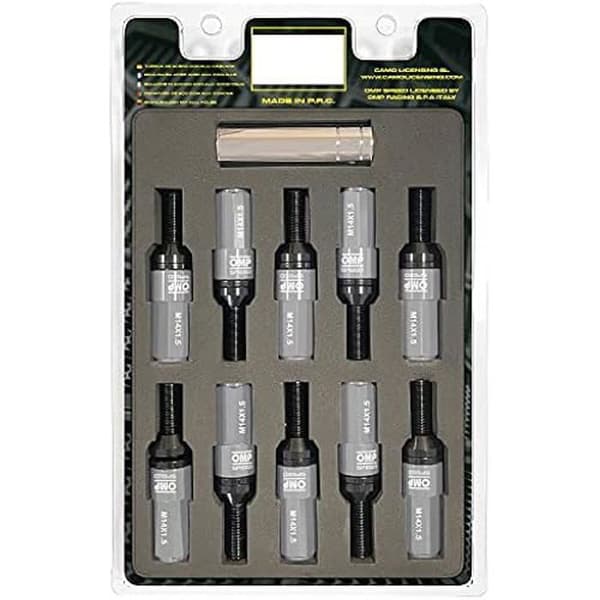 Hjulbultar - OMP - M14x1,5 - Paket med 20 - Aluminium 7075 - Svart med skydd