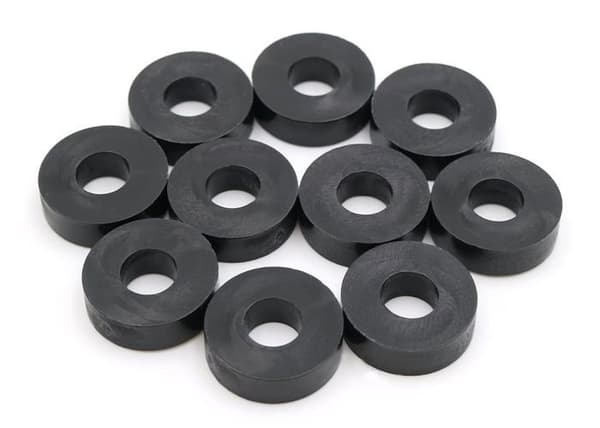 Design61 Set med 10 runda distanser, 5 mm x Ø 15/6 mm, M6, runda, i högdensitetspolyeten