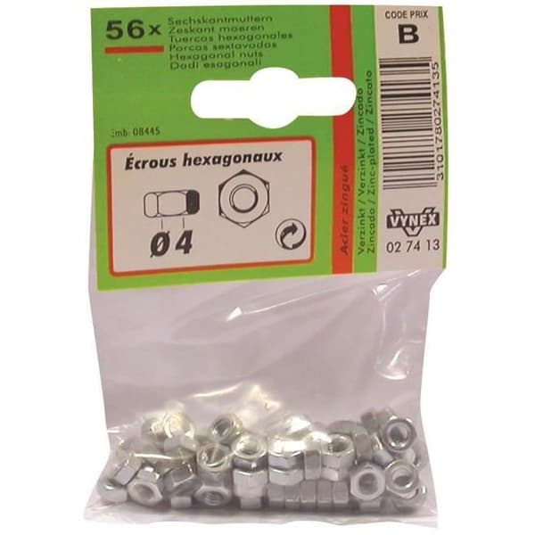 Sexkantig mutter - förzinkad stål - 6 sidor - D: 5 mm
