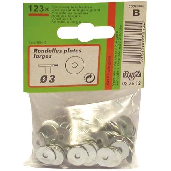 Platt ring stor - förzinkad stål - D: 6 mm