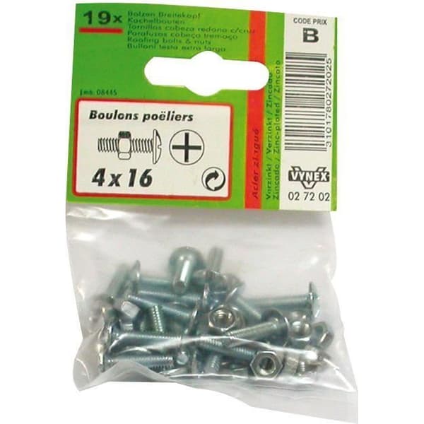 Boulon poêlier - zinkat stål - 5x25 mm