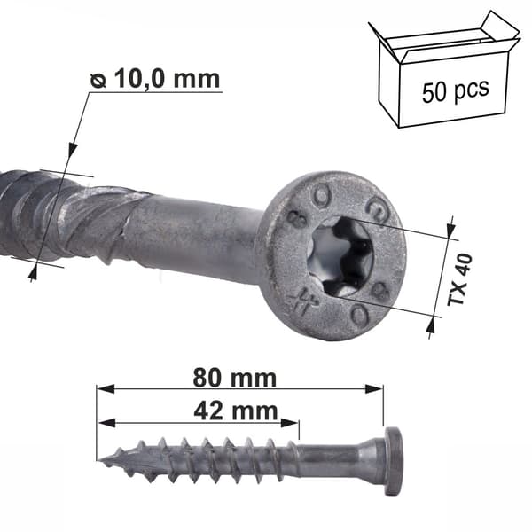 Skruer til tømrerfuger SSF 10,0x80mm