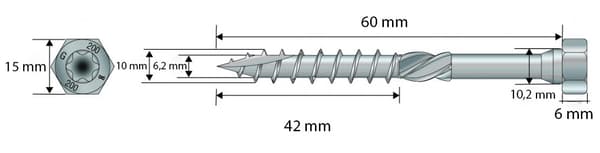 Skruer til tømrerfuger SSH 10,0x60mm