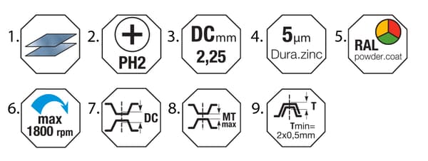 GM-B monteringsstik 4,2x25mm RAL 9007