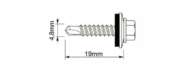 Selvborende skruer GT3 Z14 4,8x19mm RAL 8004