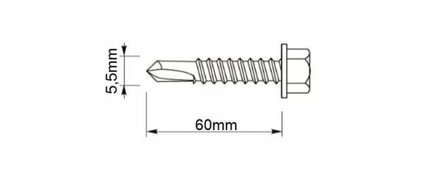Selvborende skruer GT5 5,5x60mm (uden underlag) Galvaniseret