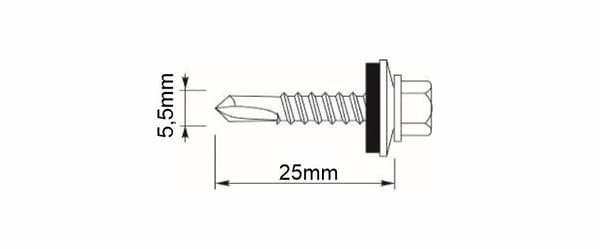Selvborende skruer GT5 Z14 5,5x25mm RAL 9006