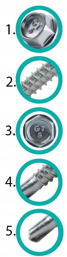 Selvborende skruer GT6 6,3x25 (uden underlag) Galvaniseret
