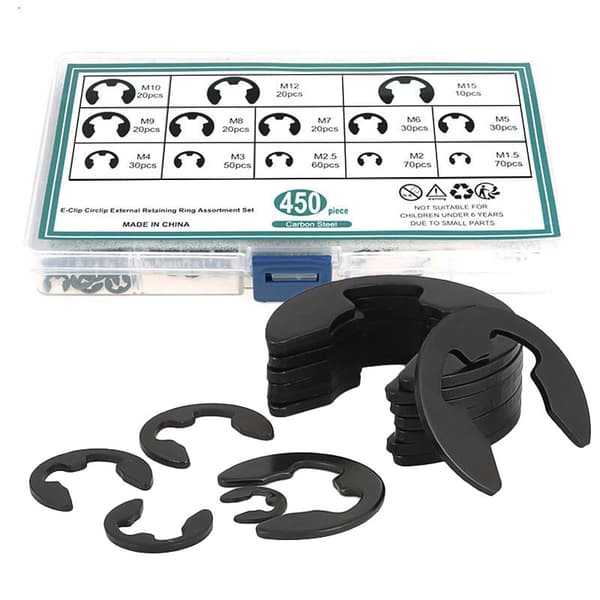 INF 450 stk. E-clips låsering sortimentsæt - Sort
