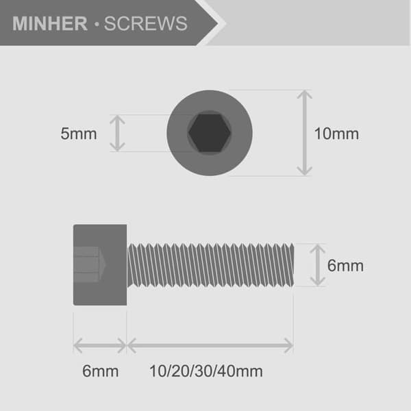 Minher bult - mutter - bricka - 304 rostfritt stål