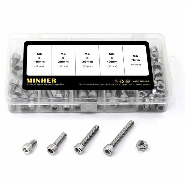 Minher bult - mutter - bricka - 304 rostfritt stål