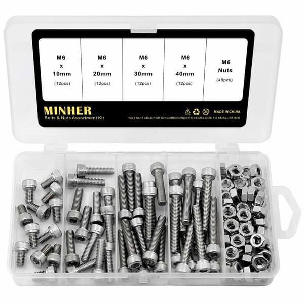 Minher bult - mutter - bricka - 304 rostfritt stål