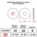 Miniatyrbild 3 av 4: M6 rostfri bricka: Låda med 30 st Platt EXTRA STOR Rostfritt stål A2 | PROTORX | (Diam.int = 6,4 mm x Diam.ext = 24 mm)