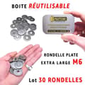 Miniatyrbild 4 av 4: M6 rostfri bricka: Låda med 30 st Platt EXTRA STOR Rostfritt stål A2 | PROTORX | (Diam.int = 6,4 mm x Diam.ext = 24 mm)