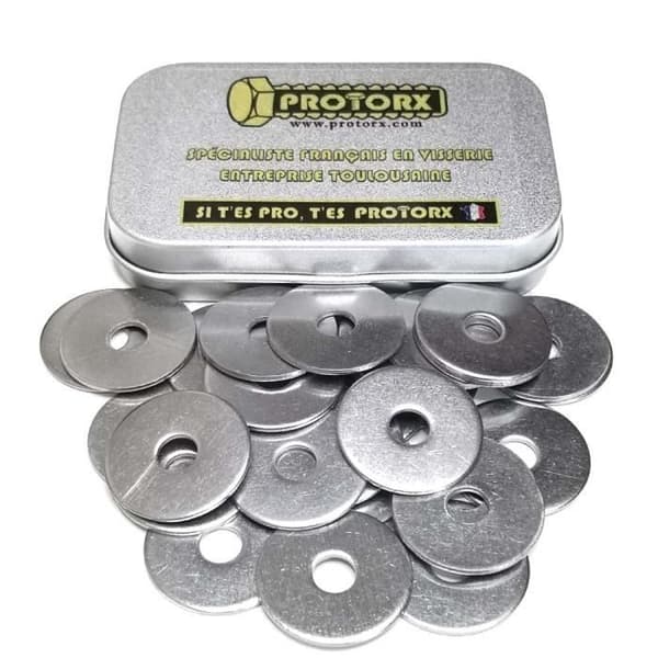 M6 rostfri bricka: Låda med 30 st Platt EXTRA STOR Rostfritt stål A2 | PROTORX | (Diam.int = 6,4 mm x Diam.ext = 24 mm)