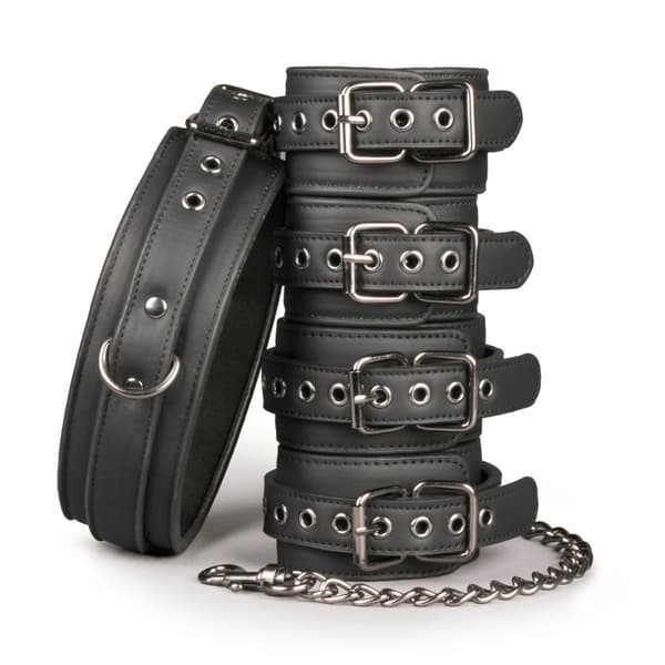 Halsband med fot- och handbojor