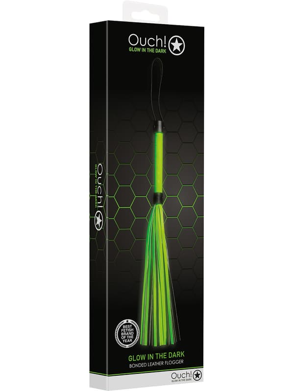 Ouch! Glow in the Dark: Bonded Leather Flogger