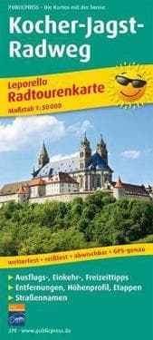 Kocher-Jagst cycle path, cycle tour map 1:50,000