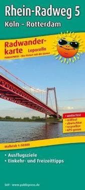 Rhine Cycle Path 5, Cologne - Rotterdam, cycle tour map 1:50,000