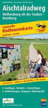 Aischtal cycle path, cycle tour map 1:50,000