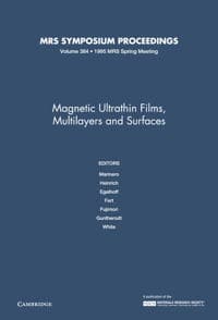 Magnetic Ultrathin Films, Multilayers and Surfaces: Volume 384