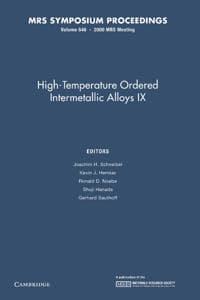 High-Temperature Ordered Intermetallic Alloys IX: Volume 646