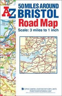 50 Miles Around Bristol A-Z Road Map