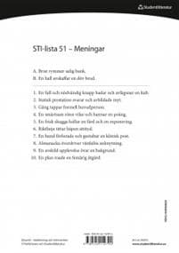 Dysartri - STI-lista 51-100 - Ord- och meningslistor för testning av patientens förståelighet