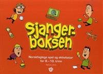 Sjangerboksen. Norskfaglege spel og aktivitetar for 8.-10. trinn. 1 ressursbok. 1 spelebrett. spelkort. 6 spelebrikker. 6 terningar. 2 timeglas. 1 CD