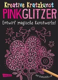 Kreative Kratzkunst: Pink Glitzer: Set mit 10 Kratzbildern, Anleitungsbuch und Holzstift