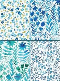Set of Four Magnetic Notepads: Blue Abstract