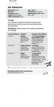 Bug Club Green B Epic Adventures Guided Reading Card