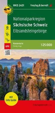 Saxon Switzerland national park region, hiking map 1:25,000, with info guide