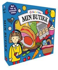Min butikk. Skal vi leke. Med bok og puslespillbrikker