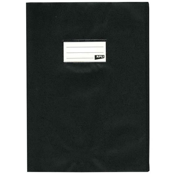 PVC skyddshäfte 19/100 - APLI - 24 x 32 cm - Opaque Svart - Läderstruktur - Etikettfack