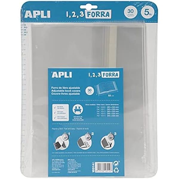 Notebookskydd - APLI - Set med 5 - Polypropen 75 µ - 30 x 53 cm - Justerbar