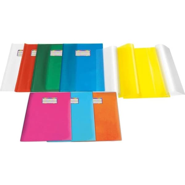 Notebookskydd - bokskydd Riplast 93801 Emysilk transparent präglad PVC maxi-omslag, med flik, 21 x 30 cm, fuchsia