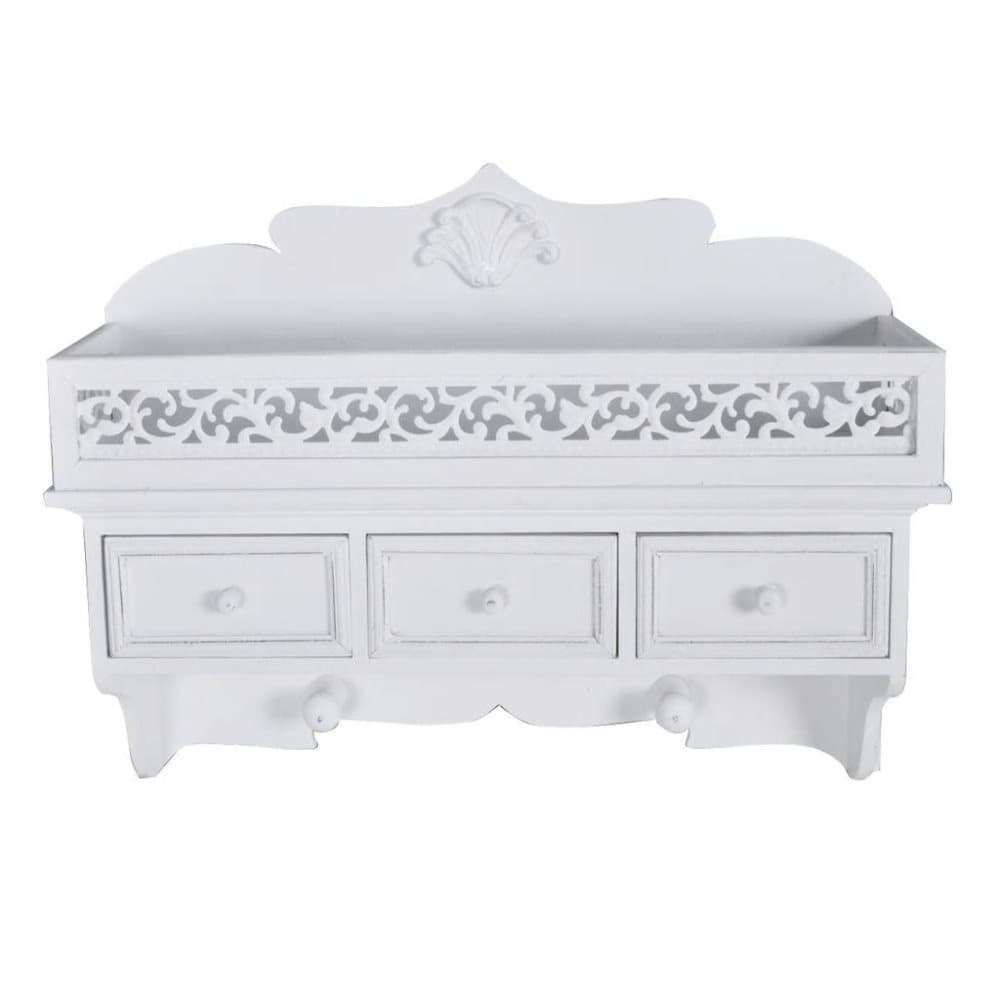 vidaXL Vägghylla med 3 lådor och 2 krokar