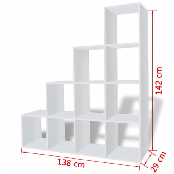 vidaXL trappereol/displayreol 142 cm hvid change