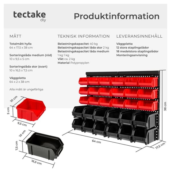 Väggpanel med sortimentbackar - svart