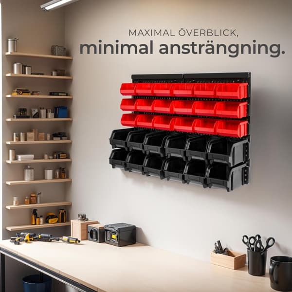 Väggpanel med sortimentbackar - svart