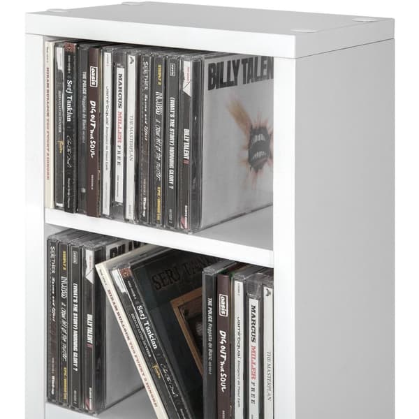 Reol med 6 hylder til 102 CD'er 90x21x20cm - hvid