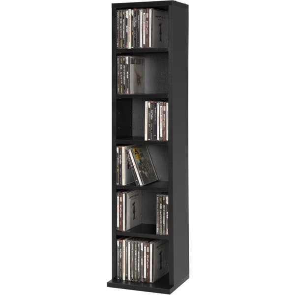 Reol med 6 hylder til 102 CD'er 90x21x20cm - sort
