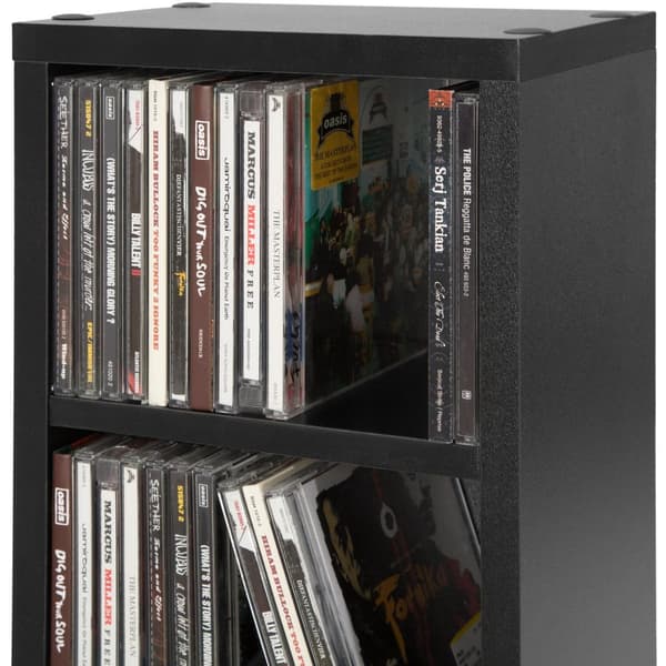 Reol med 6 hylder til 102 CD'er 90x21x20cm - sort