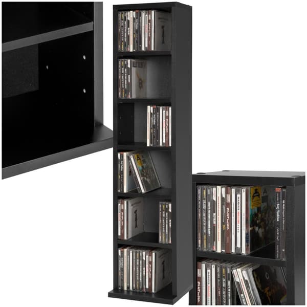 Reol med 6 hylder til 102 CD'er 90x21x20cm - sort